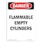 Signmission Safety Sign, OSHA Danger, 10" Height, Flammable Empty Cylinders, Portrait OS-DS-D-710-V-2054 - alternate 1